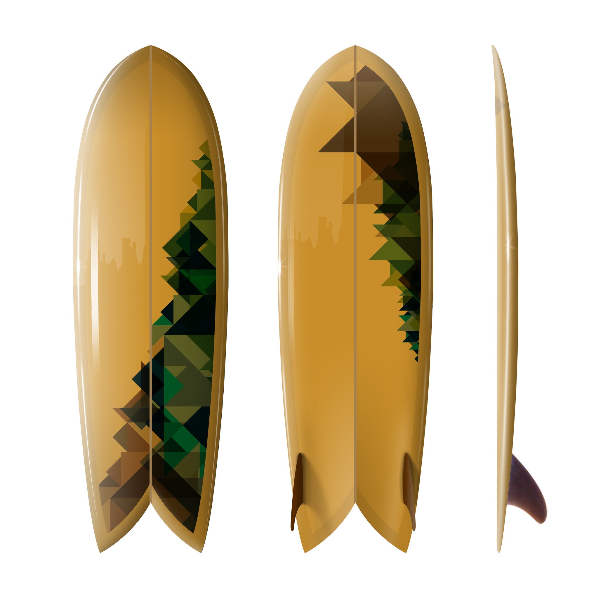 Custom Order Fish Surfboard Shim-Fish "Crystal Earth" - Surfing With Friends Art