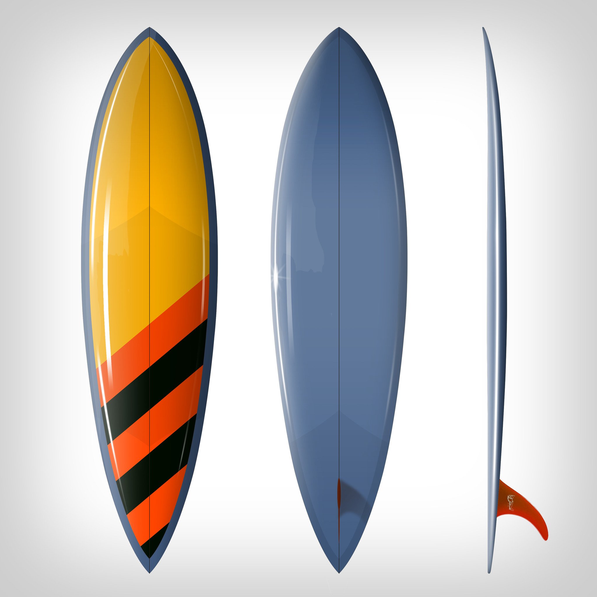 Custom Order Single Fin Surfboard DC Teardrop "Hot Bit" - Driftwood Caravan x Surfing With Friends