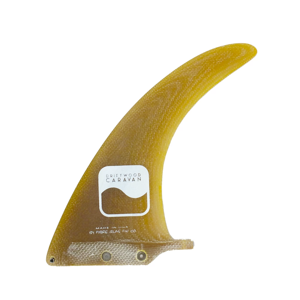 Hand Foiled Volan Stubby Flex Surfboard Fin - Amber Tint with Click In Fin  System